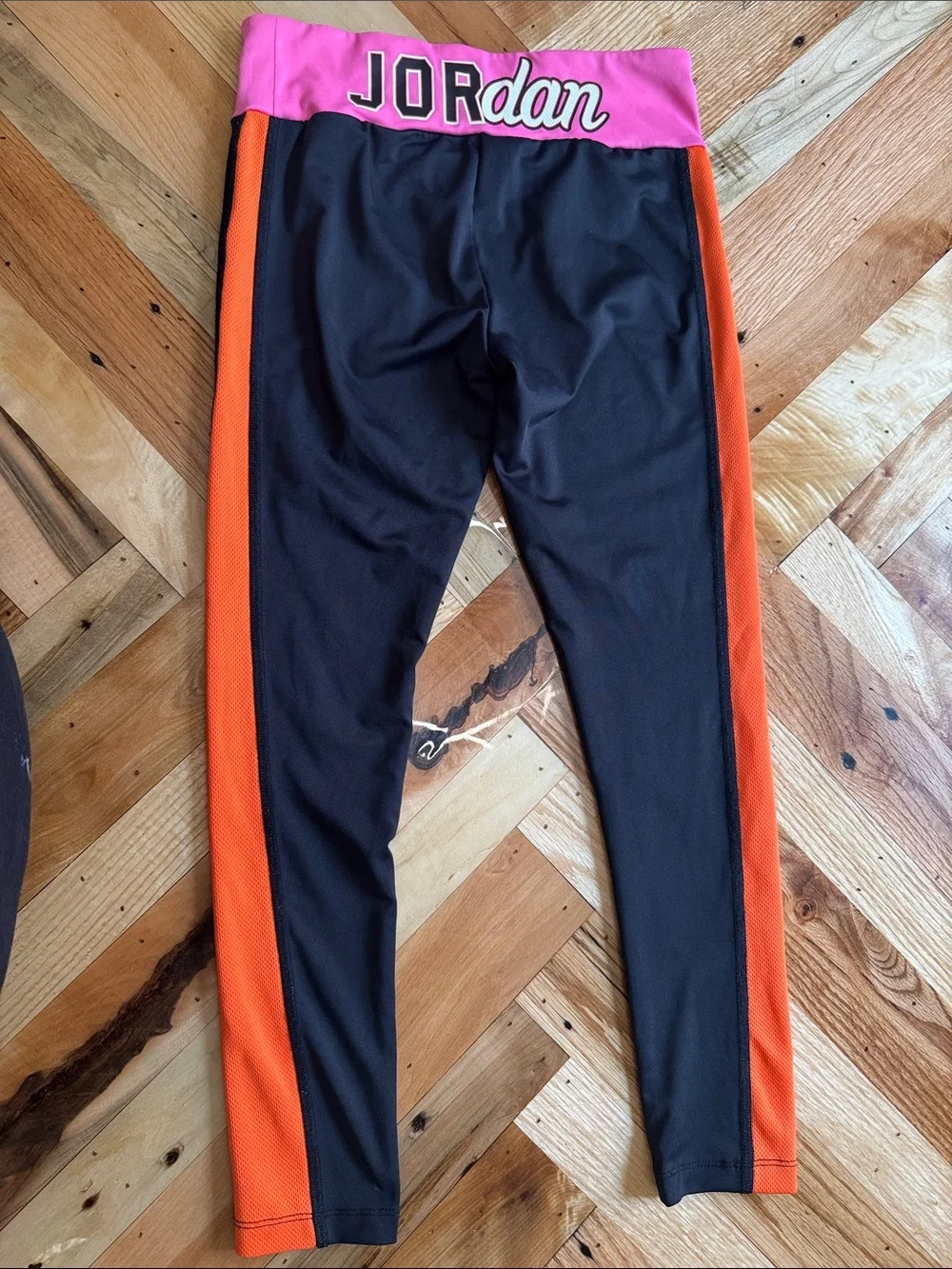 Nike Jordan Kids' Black Track Pants & Leggings Set with Orange & Pink Accents - Picture 5 of 11